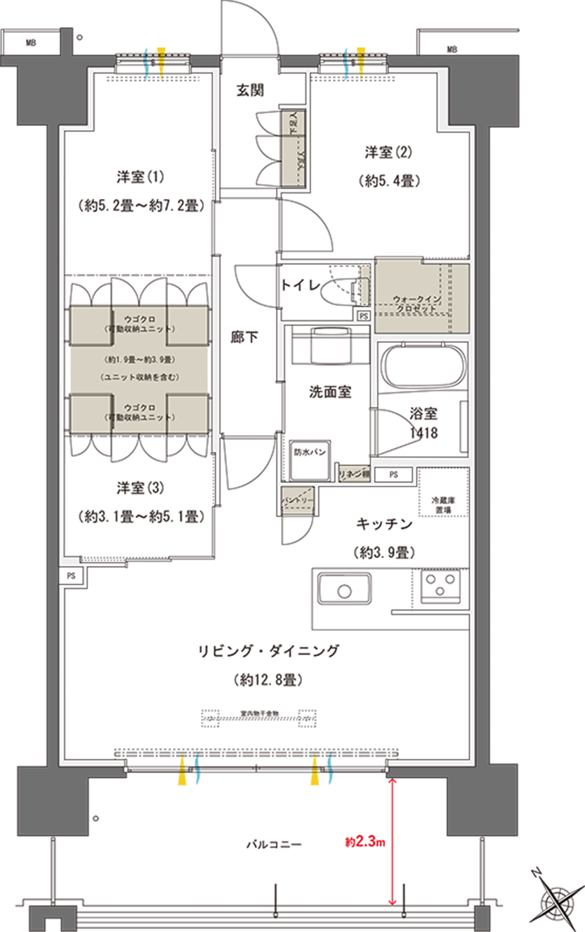 間取り図：CTYPE / 3LDK+WIC