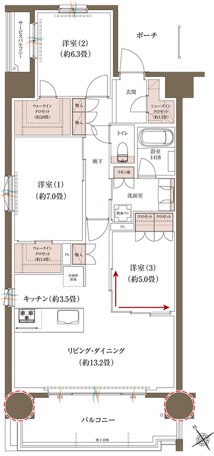 間取り図：BTYPE / 3LDK+2WIC+SIC
