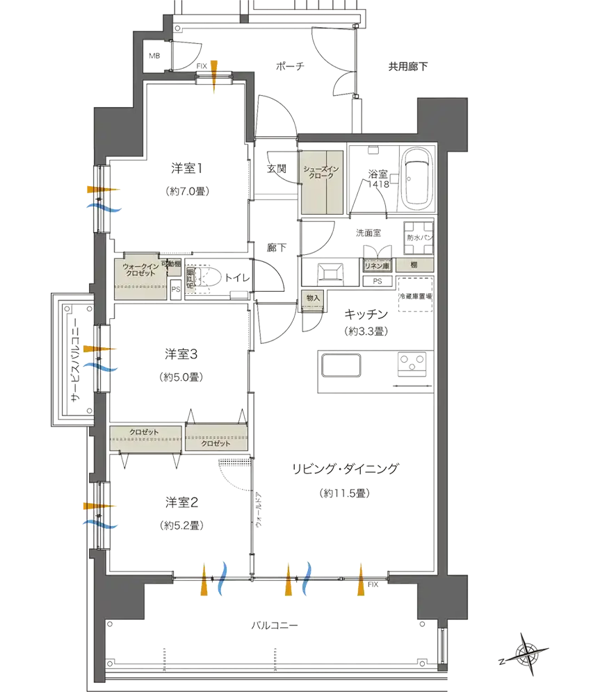 間取り図：ATYPE / 3LDK+WIC