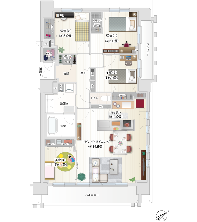 H TYPE 家具レイアウト