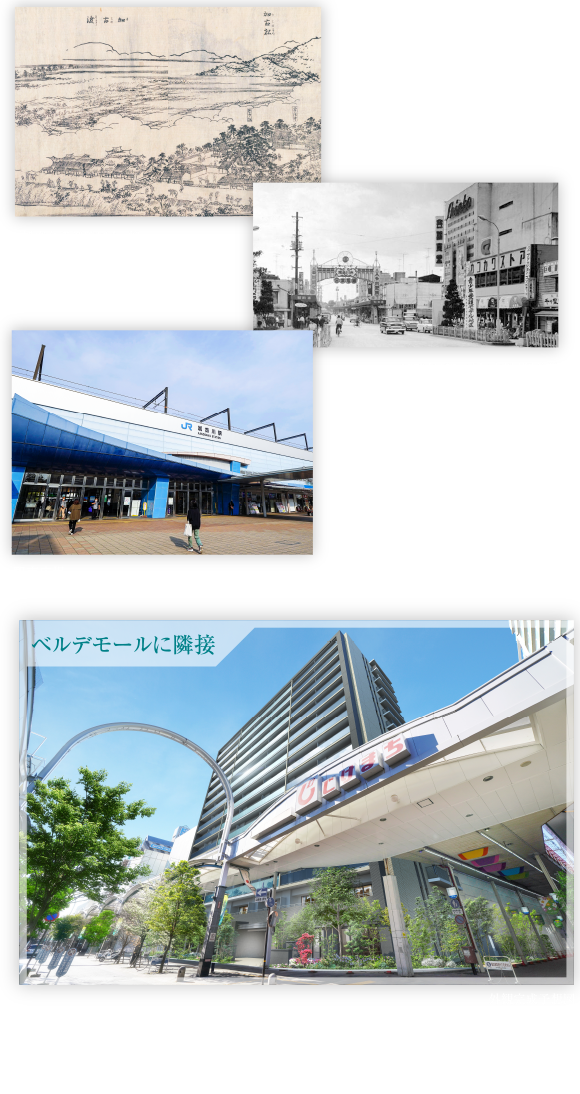 播磨名所巡覧図会｜1970年ごろの「加古川」駅前｜加古川駅前広場｜ベルデモール・じけまち商店街