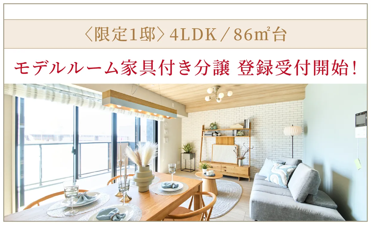 限定１邸 3LDK/70㎡台 モデルルーム家具付き分譲登録受付開始