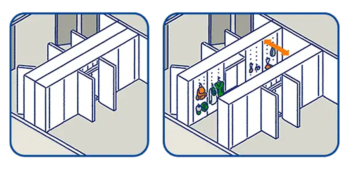 移動ひとつで空間が変わる可変性