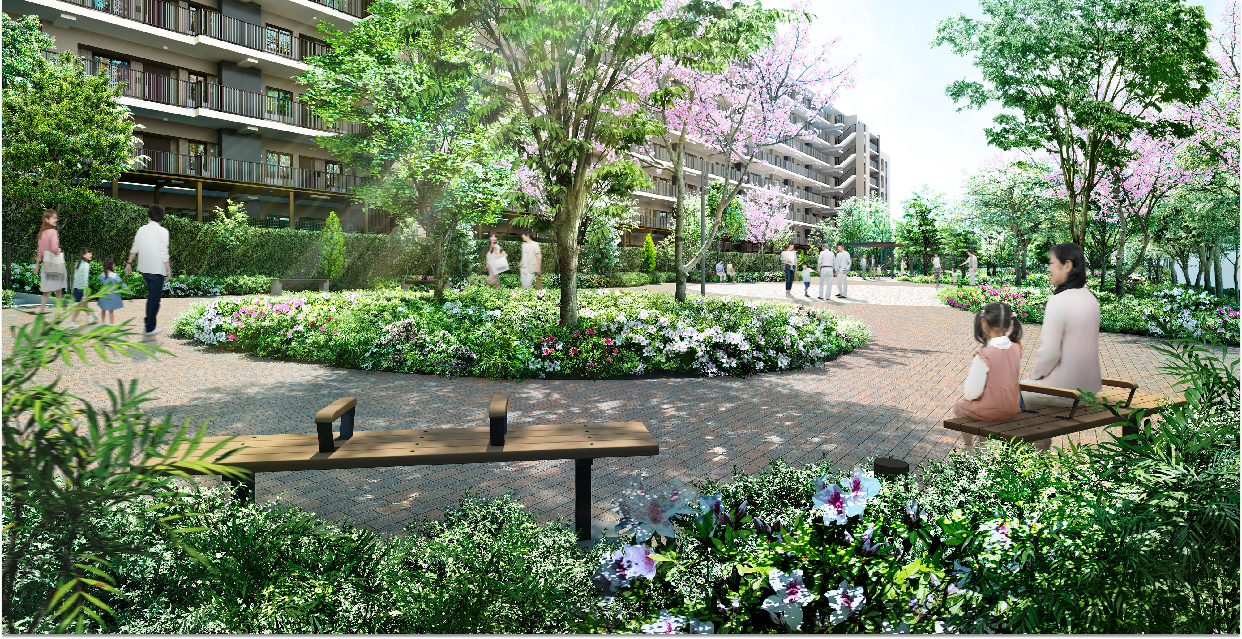 東京リンクウィズタウンプロジェクト。LINK WITH PARK［公開空地］外観完成予想CG