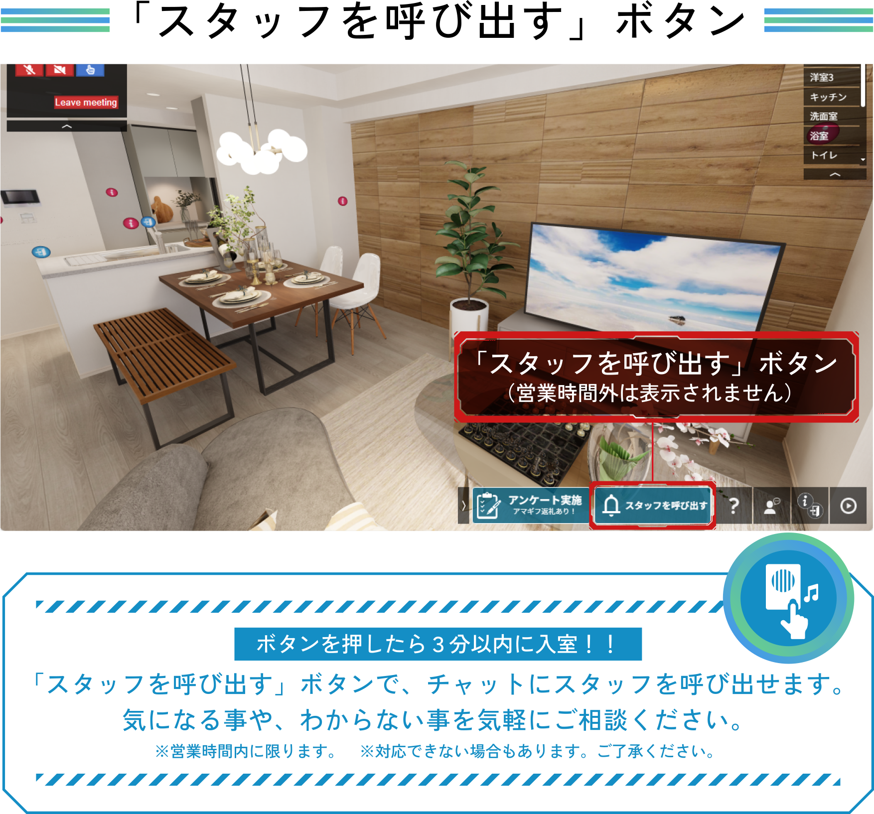 スタッフを呼び出すボタン